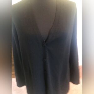 J Jill Sz small petite wool blend black cardigan dark academia minimalist